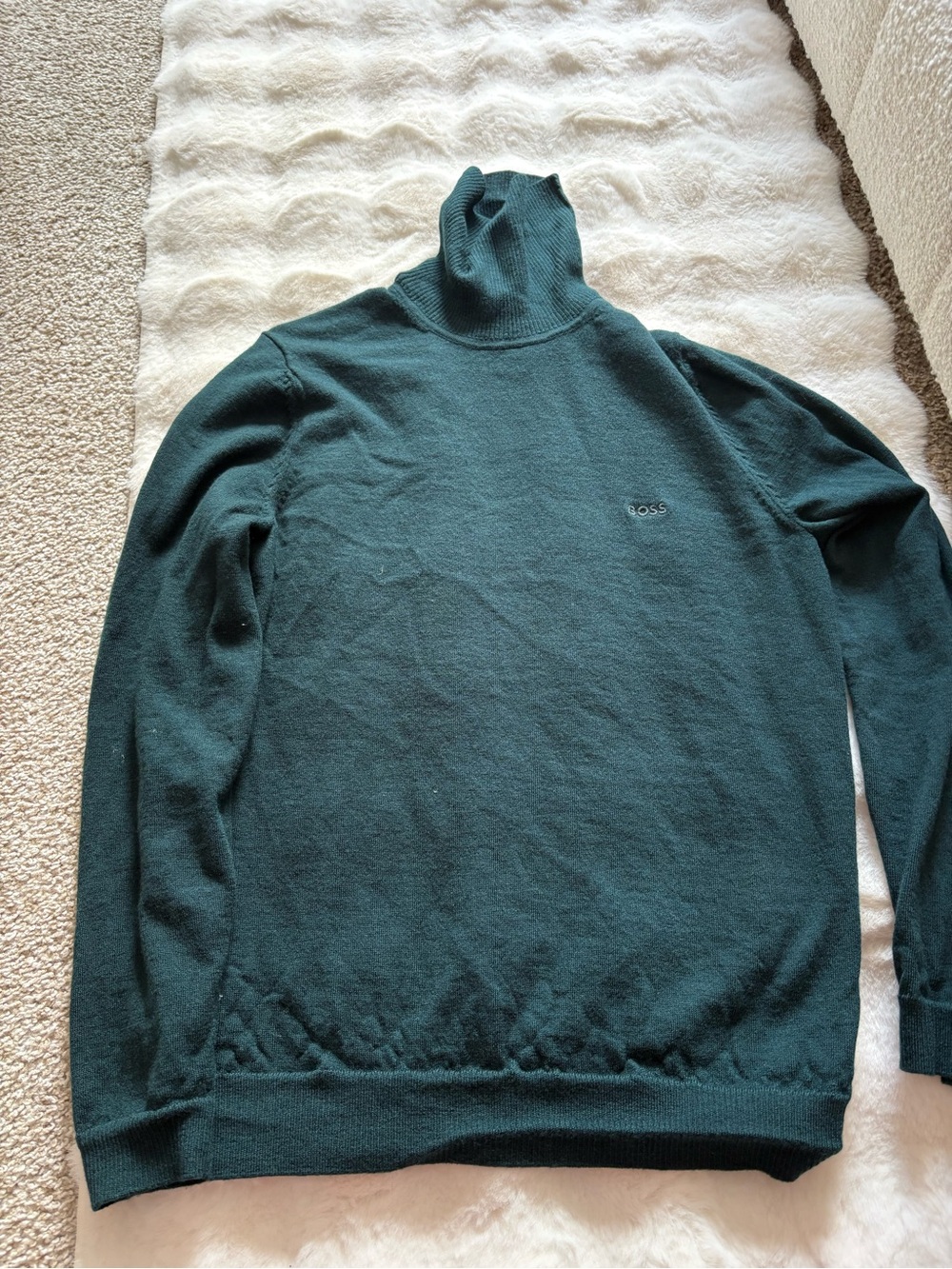 BOSS Men's Forest Green Turtleneck Sweater